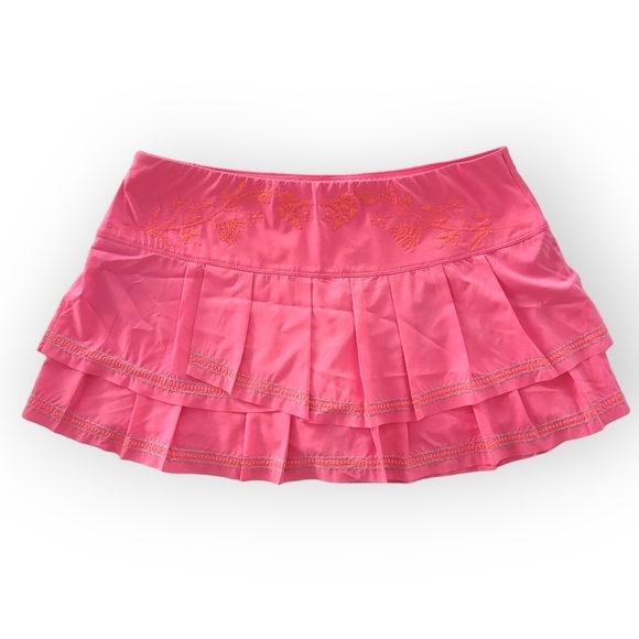 Lucky In Love Pleated Ruffle Skirt Matching Tank Top Barbie Pink Embroidered. - Picture 10 of 16